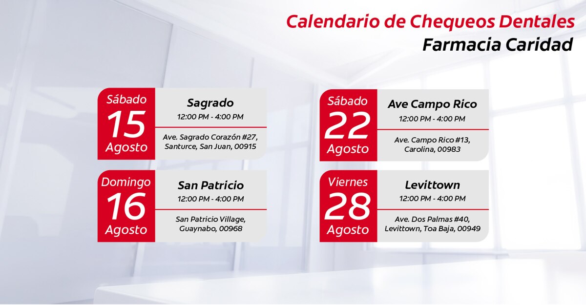 Calendario de visitas en Farmacias Caridad