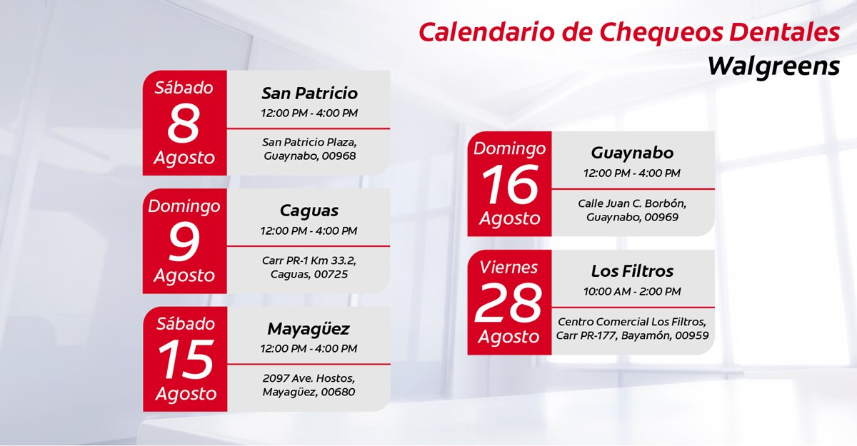 Calendario de visitas en Walgreens
