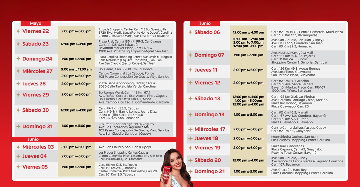 Calendario de visitas promocionales