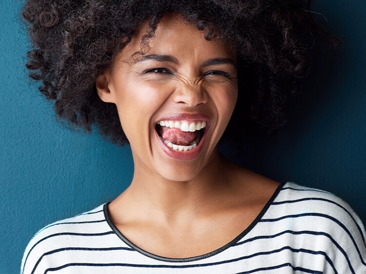 woman showing off white teeth