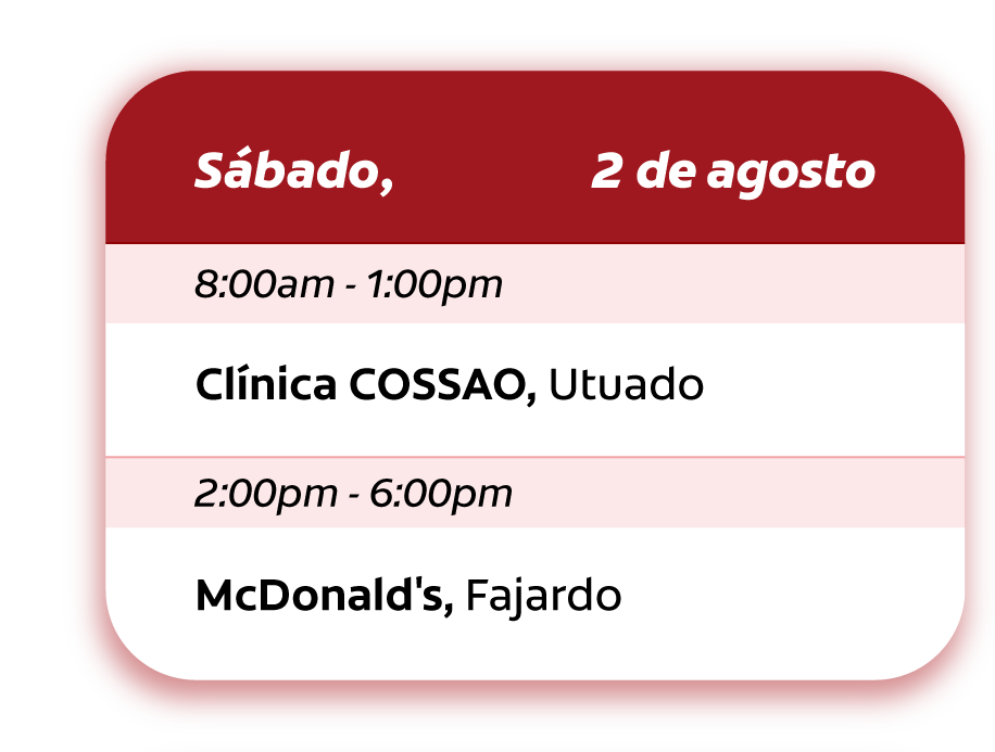 Calendario de visitas 2 de agosto