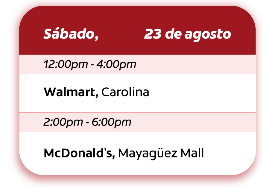 Calendario de visitas 23 de agosto