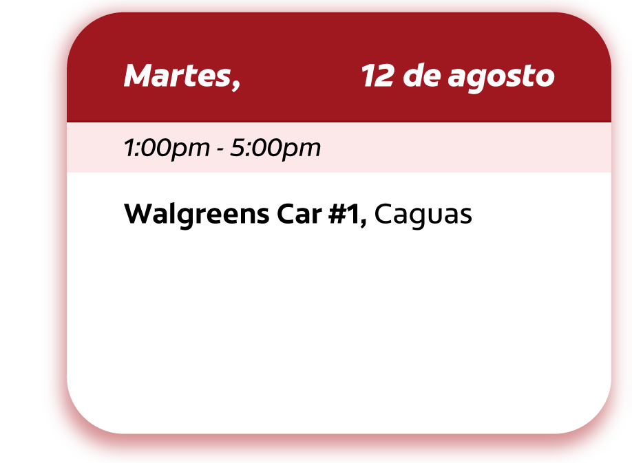 Calendario de visitas 12 de agosto